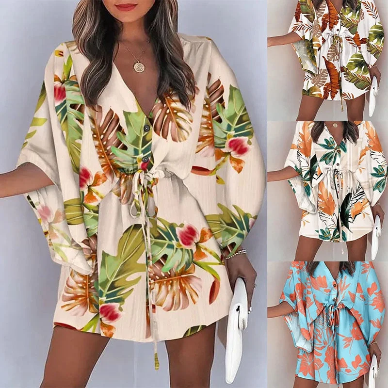 Sunset and Swim Casual Beach Dress Swimsuit Cover Up Deep-V Swimsuit Design