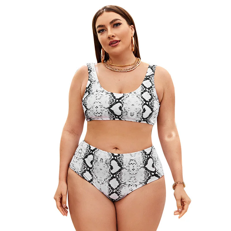 Women Snake Print Plus Sizes Bikinis Swimsuits Timeless Black Bikini