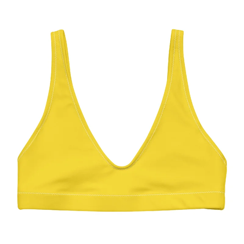 Yellow Halter Swimsuit Top Modern High-Waisted Swimsuit