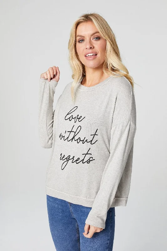 Slogan Print Long Sleeve Sweatshirt Hoodie Jacket Zipper Layering