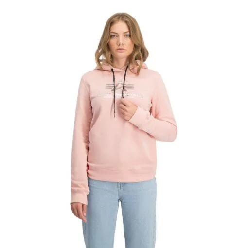 Alpha Industries Logo Hoody  Wmn Pink/Silver Hoodie with Print Artistic Unique