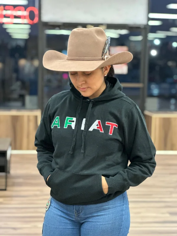 Ariat Mexico Hoodie Black Hoodie with Ribbed Hem Stretchable Secure