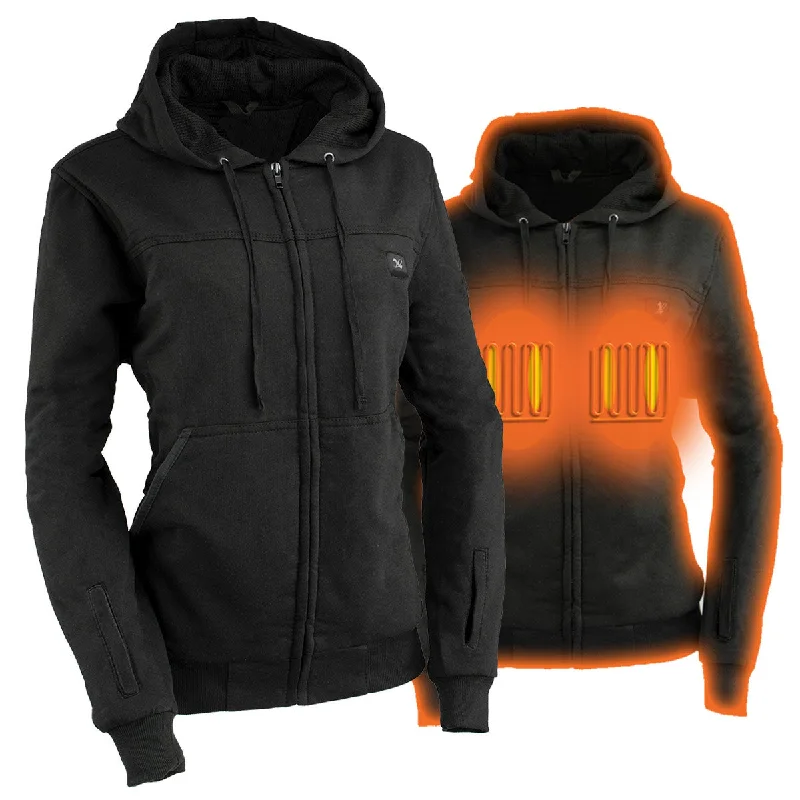 Nexgen Heat MPL2717DUAL Technology Women's Heated Hoodie - Black Sweatshirt Jacket for Winter Season w/Battery Pack Hoodie with Toggle Buttons Decorative Unique