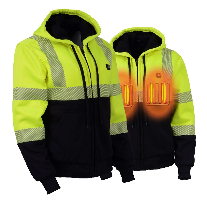 Nexgen Heat MPL2773SET Women's Heated Hoodie High-Viz Reflective - Zipper Front Sweatshirt Jacket w/ Battery Pack Hoodie with Hem Applique Textured Unique