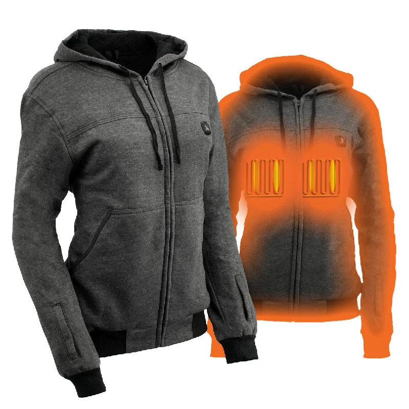 Nexgen Heat NXL2717DUAL Technology Women's Heated Hoodie - Grey Sweatshirt Jacket for Winter Season w/ Battery Pack Hoodie with Print Artistic Unique