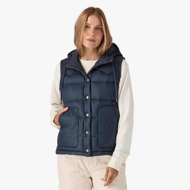 Patagonia Women's Bivy Hooded Vest - PITCH BLUE W/SMOLDER BLUE Hoodie with Puffed Sleeves Voluminous Trendy