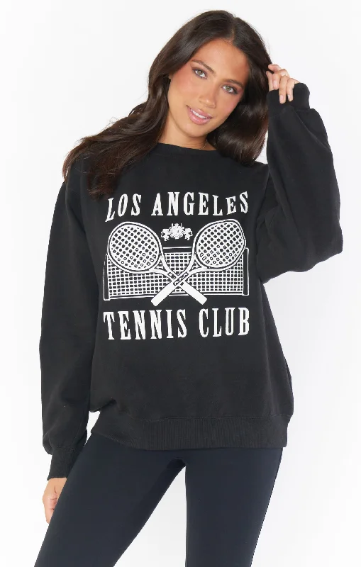 Stanley Sweatshirt ~ Tennis Club Graphic Hoodie with Turtle Neck Cozy Winter