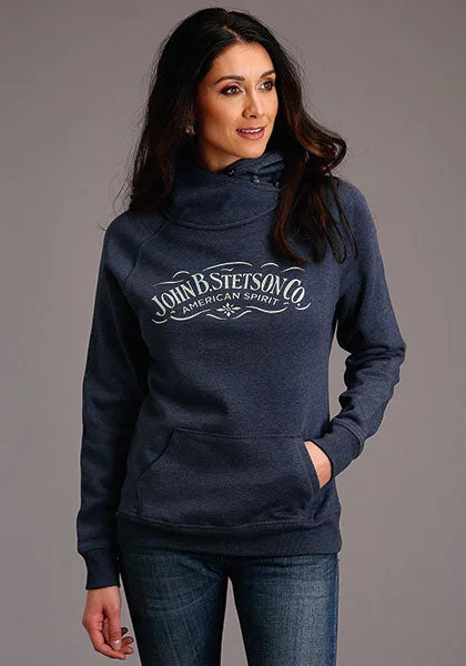 Stetson Hoodie Blue Hoodie with Hem Drawcord Adjustable Customizable