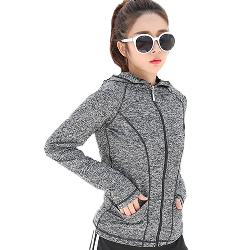 Women Spring Sport Running Jackets Hot Gym And Yoga Hoodie Sweatshirt Hoodie with Frayed Bohemian Relaxed