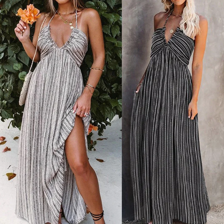 2022 summer women clothing loose casual long dress sleeveless sexy split maxi dress ladies Fashionable Button-Down Maxi Dress