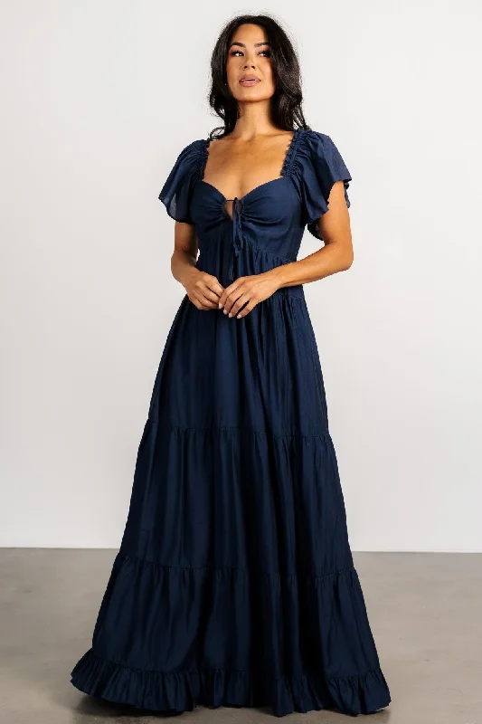 Agatha Maxi Dress | Dark Blue Fashionable Sheer Maxi Dress