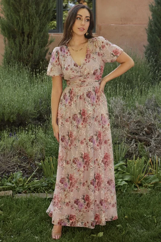 Ardley Maxi Dress | Orchid Floral Comfortable Maxi Dress with Sleeves