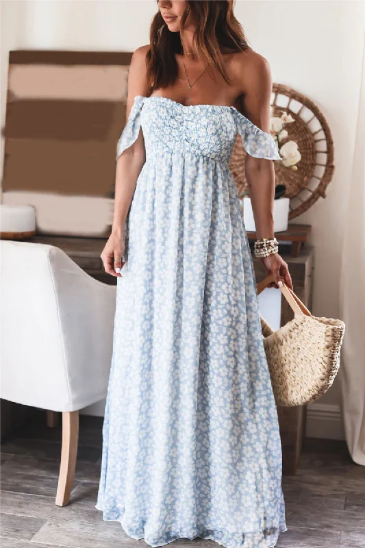 Cliffie Floral Smocked Maxi Dress Fashionable Maxi Dress with Fringe