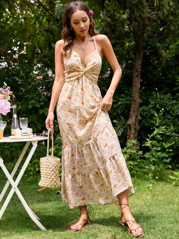 Crave Her Love Floral Maxi Dress Elegant Maxi Dress with Pockets