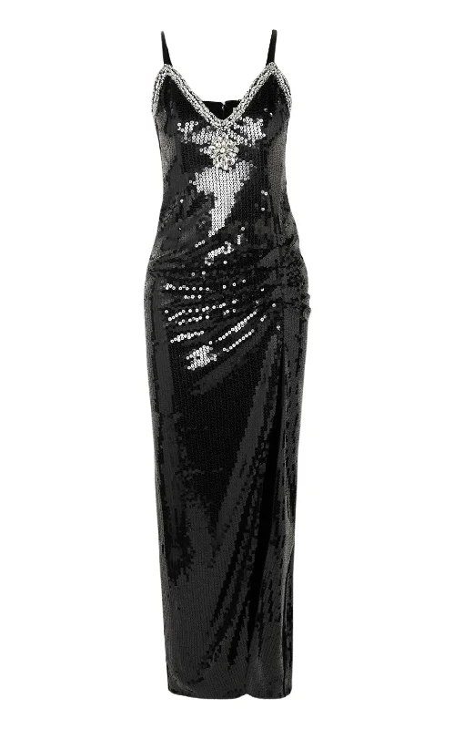 Crystal-Embellished Sequin Maxi Dress Trendy Off-Shoulder Ruffle Maxi Dress