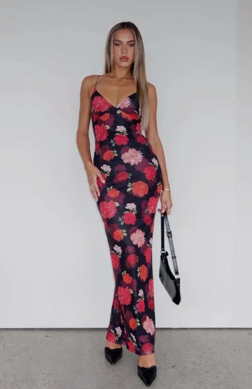 Don't Phone Me Maxi Dress Sunset Bloom Trendy Maxi Dress with Lace