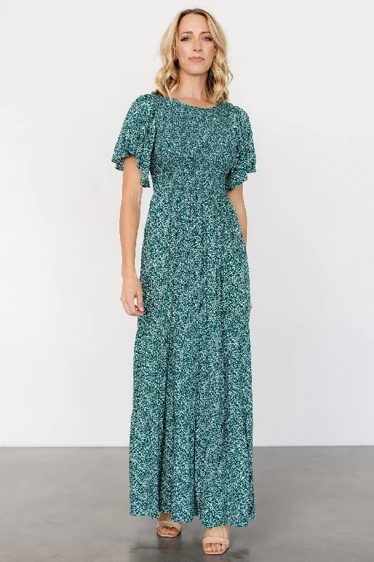 Eliza Maxi Dress | Green Print Fashionable Printed Maxi Dress