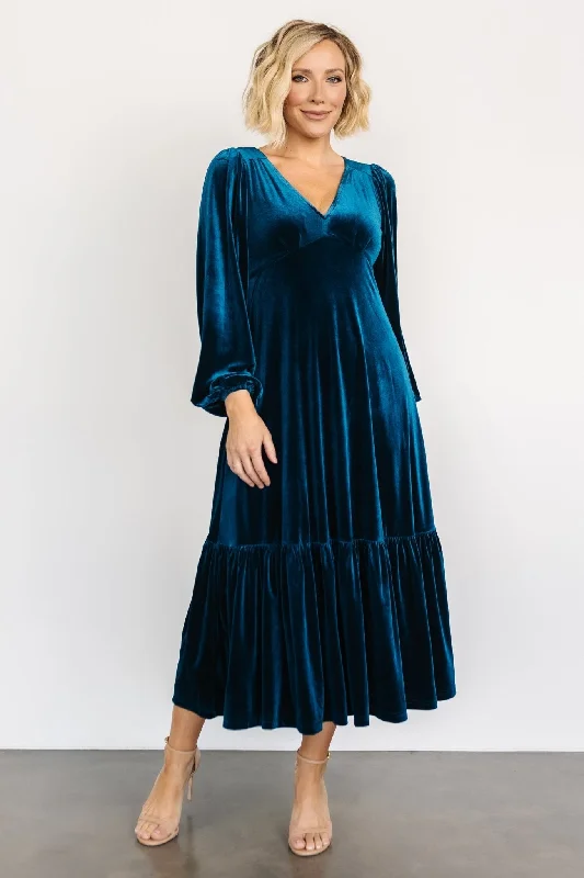 Erika Velvet Maxi Dress | Sapphire Cozy Knit Maxi Dress