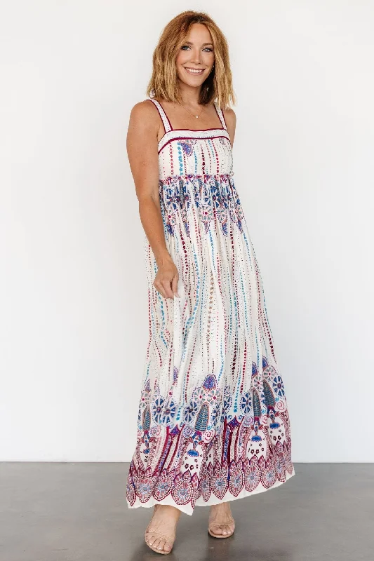 Ivania Tank Maxi Dress | Cream Multi Cozy Ribbed Maxi Dress