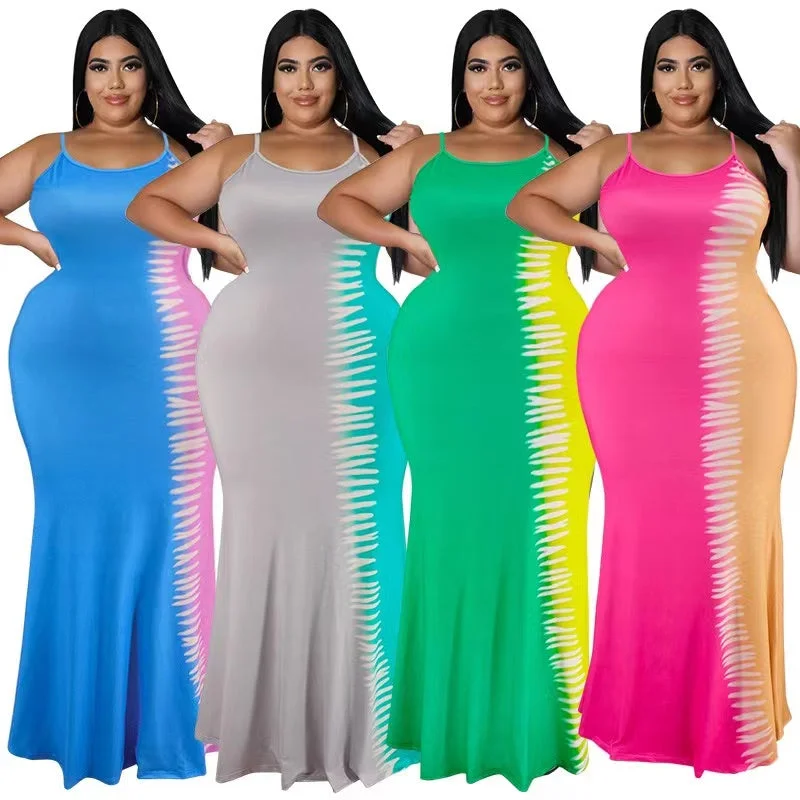 J&H 2023 new arrivals elegance S-5XL two tone maxi dress women mermaid party gowns summer fashion plus size evening dresses Stylish Boho Maxi Dress