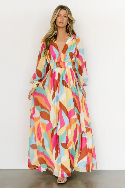 Lawson Maxi Dress | Multi Print Cozy Longline Maxi Dress