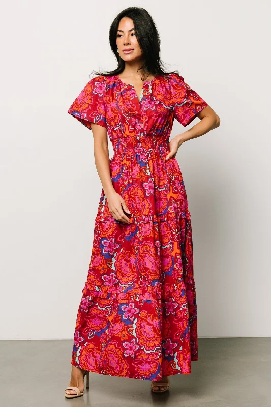 Palmer Tiered Maxi Dress | Multi Floral Stylish Longline Maxi Dress