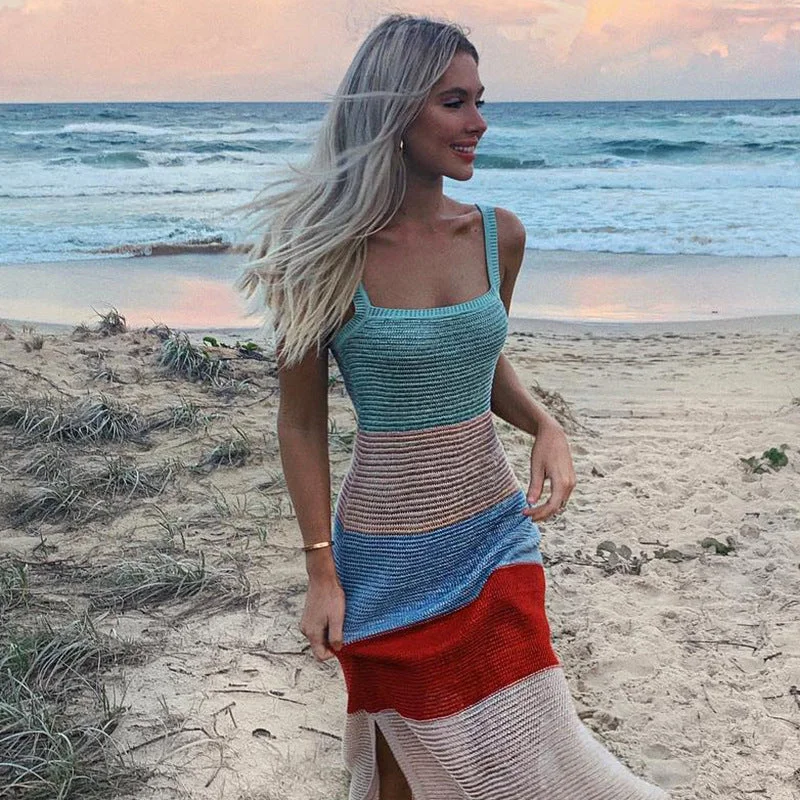 Pretty Sweet Colorblock Crochet Maxi Dress - FINAL SALE Stylish Empire Waist Maxi Dress