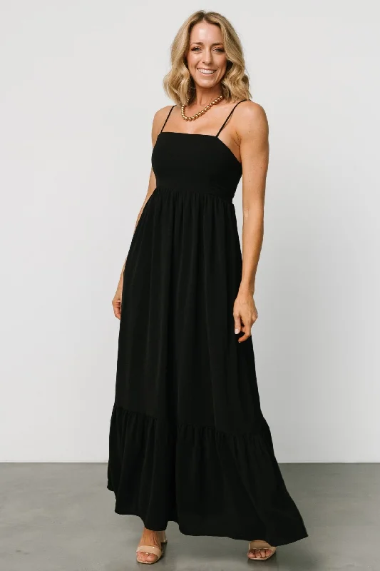 Regan Tank Maxi Dress | Black Elegant Floral Maxi Dress