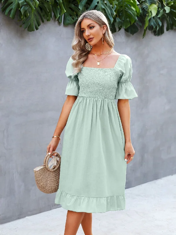 Renata Puff Sleeve Maxi Dress Stylish A-Line Maxi Dress