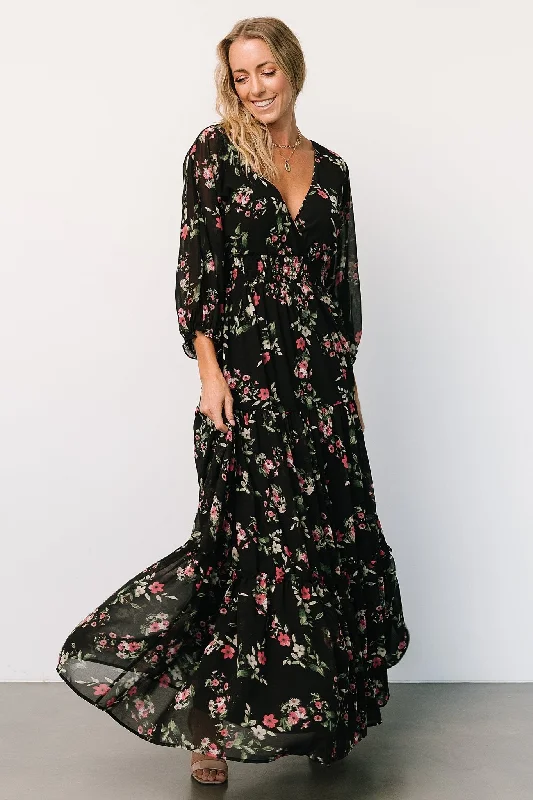 Sawyer Tiered Maxi Dress | Black + Berry Elegant Velvet Maxi Dress