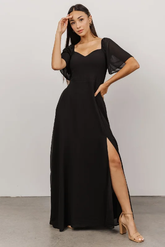 Sierra Sweetheart Maxi Dress | Black Fashionable High-Low Maxi Dress