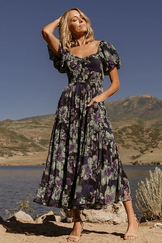 Suzy Maxi Dress | Dark Blue Multi Comfortable Flowy Maxi Dress