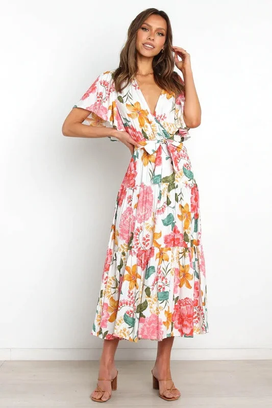 Taylen Satin Floral Cutout Maxi Dress - FINAL SALE Comfortable Flowy Maxi Dress