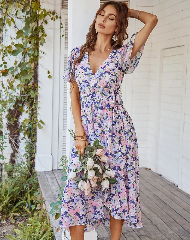 There She Goes Floral Ruffle Maxi Dress Elegant Tiered Maxi Dress