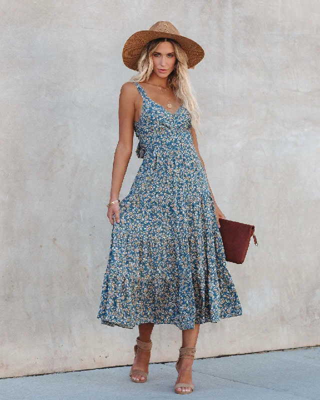 Time Spent Lace Up Paisley Maxi Dress Elegant Maxi Dress with Belt