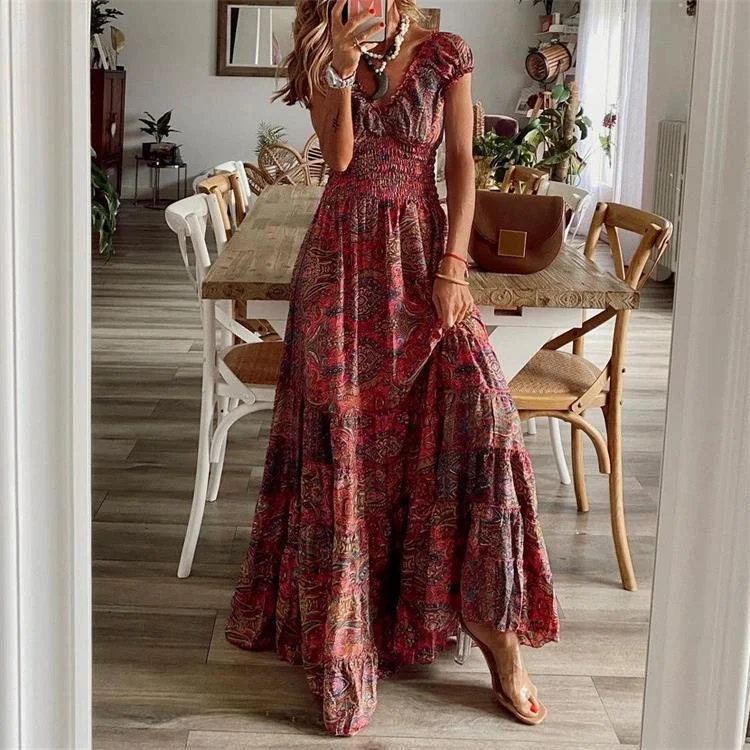 Turned Season Smocked Puff Sleeve Maxi Dress - FINAL SALE Stylish Long Sleeve Maxi Dress