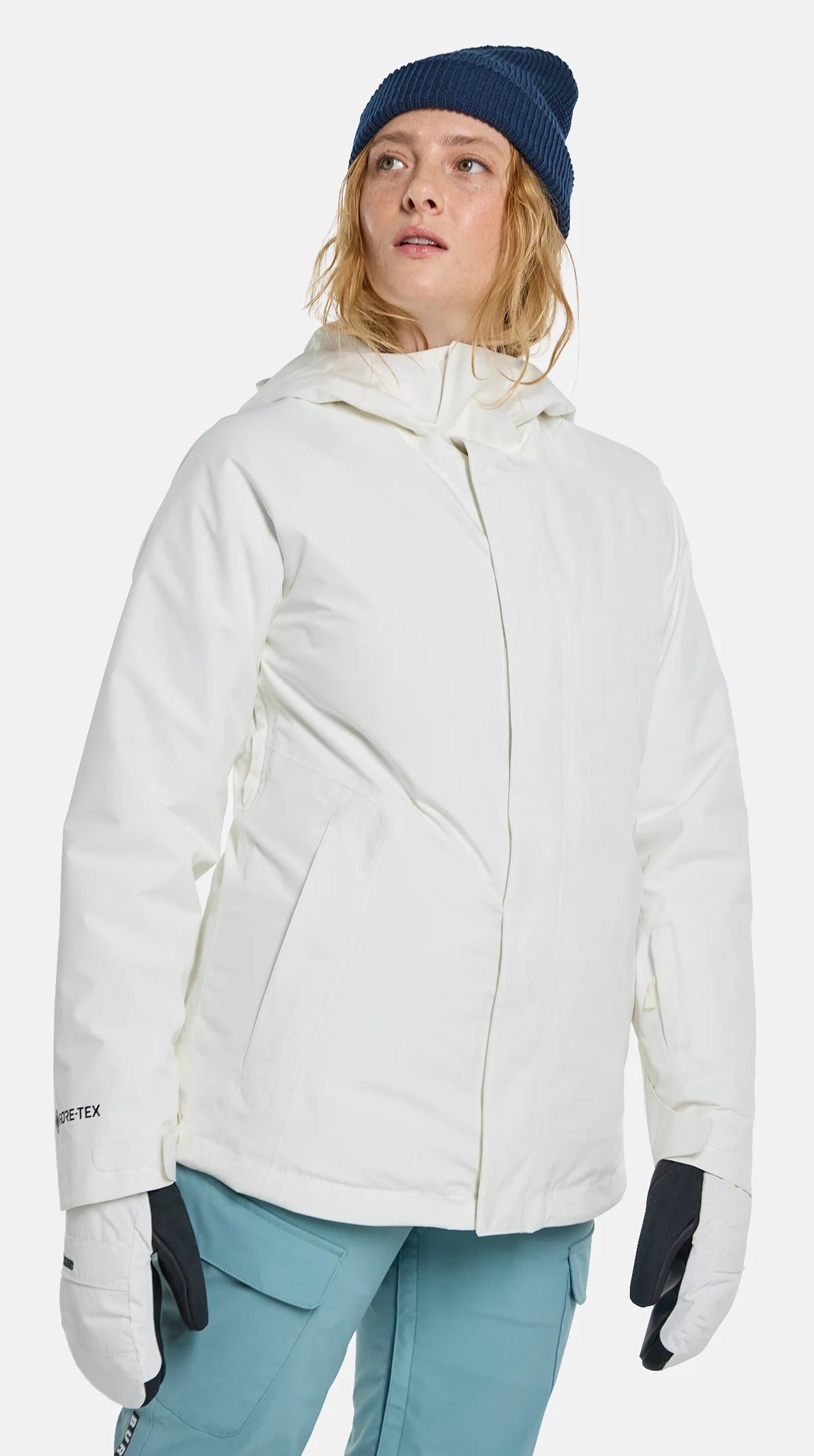 Burton Powline GORE-TEX Insulated Jacket Womens 2024 Stout White Notch Collar Peter Pan Collar Cowl Neck