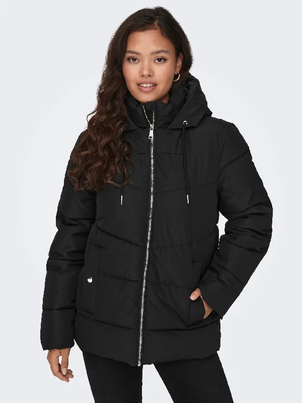 JDY Turbo Short Ladies Padded Jacket-BLACK Rayon Jacket Velvet Jacket Corduroy Jacket