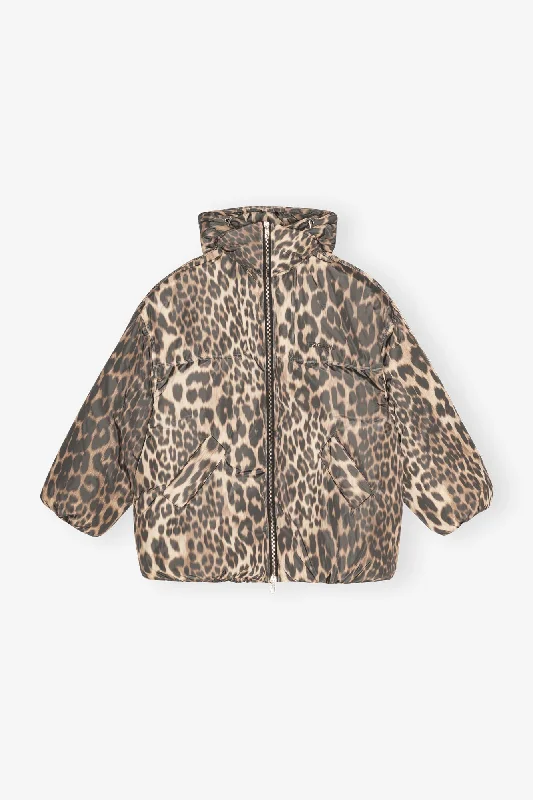 LEOPARD PUFFER JACKET Fleece Jacket Down Jacket Parka