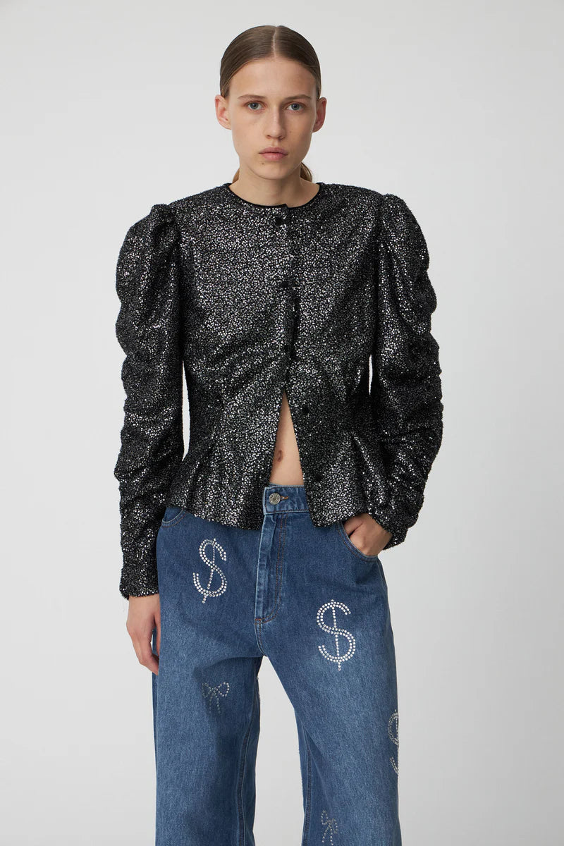 Sequins Lamé Jacket Bomber Jacket Anorak Windbreaker