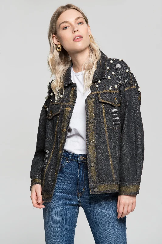 Black Pearl Denim Jacket Jersey Jacket Tulle Jacket Batik Jacket