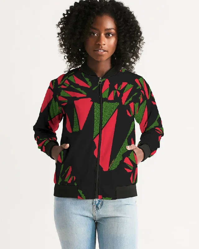 The REAL RBG: RED, BLACK, and GREEN Women's Bomber Jacket Appliqued Jacket Beaded Jacket Sequined Jacket