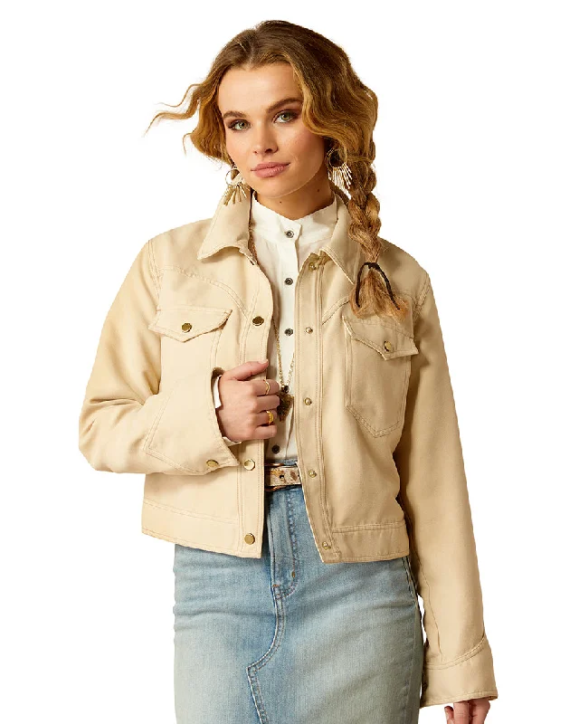 Women's Rodeo Cropped Jacket Welt Pockets Slit Pockets Flap Pockets