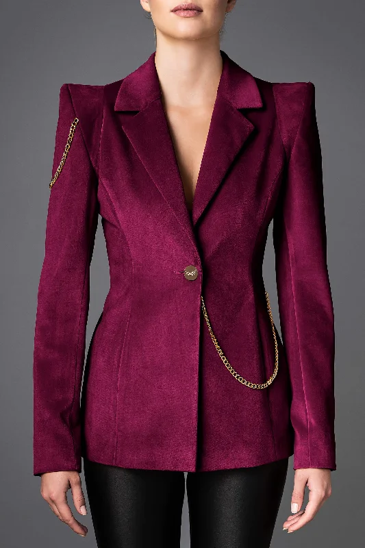 Women's Velvet Jacket - Boldness Magenta Corduroy Jacket Velvet Jacket Brocade Jacket