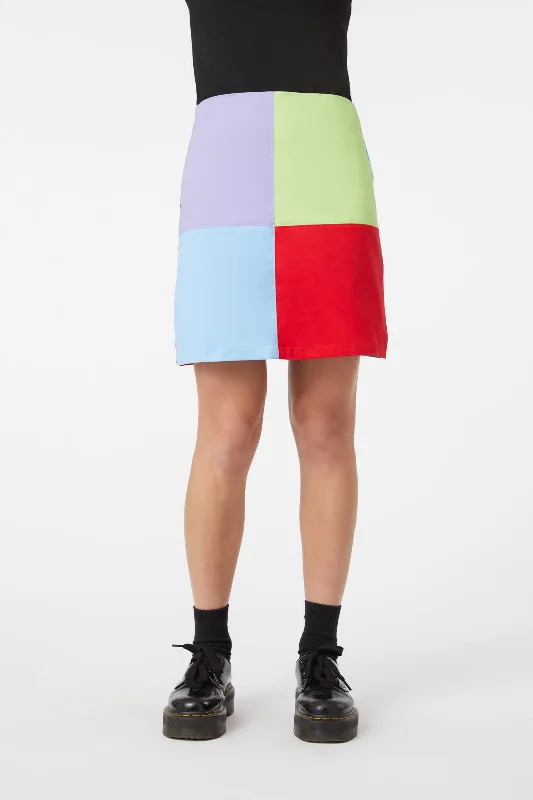 80S Colour Block Skirt chiffon skirt lightweight