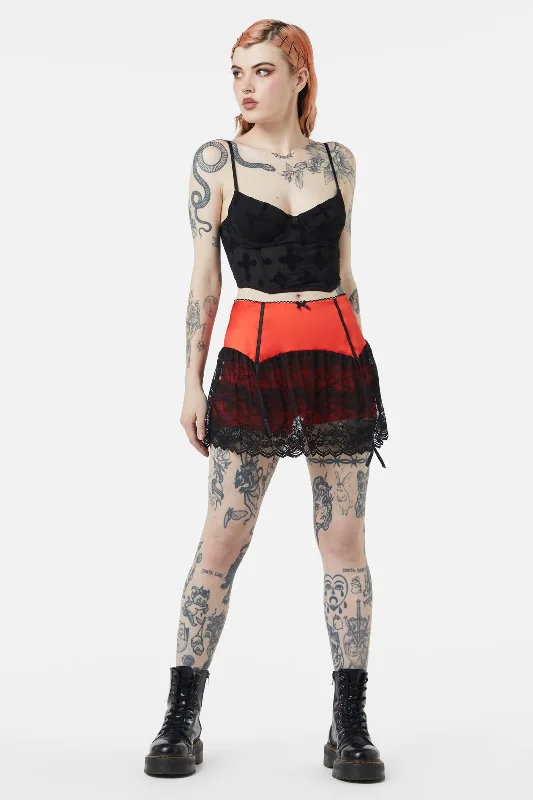 Boudoir Satin Lace Skort patchwork skirt art