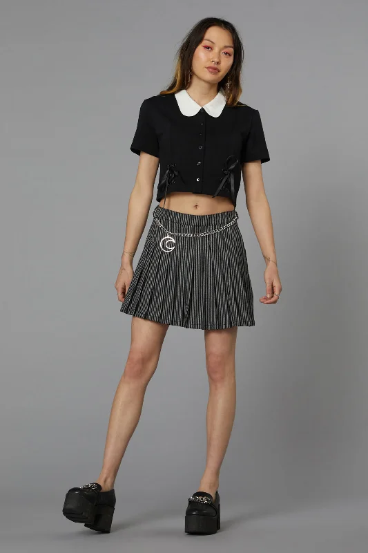 Emily Stripe Skort flowy skirt hem