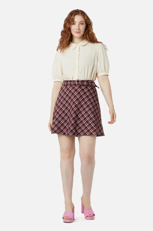 Gina Check A Line Skirt chiffon skirt flowing