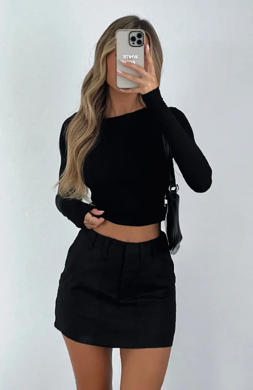 Have You Been In Love High Waisted Mini Skirt Black tiered skirt playful