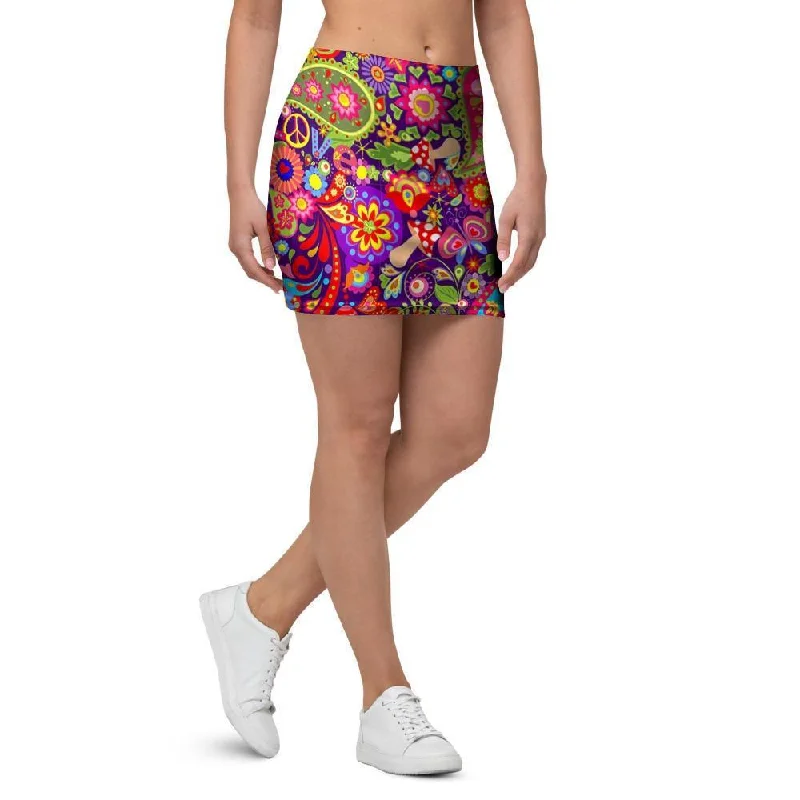 Hippie Paisley Mini Skirt casual skirt length